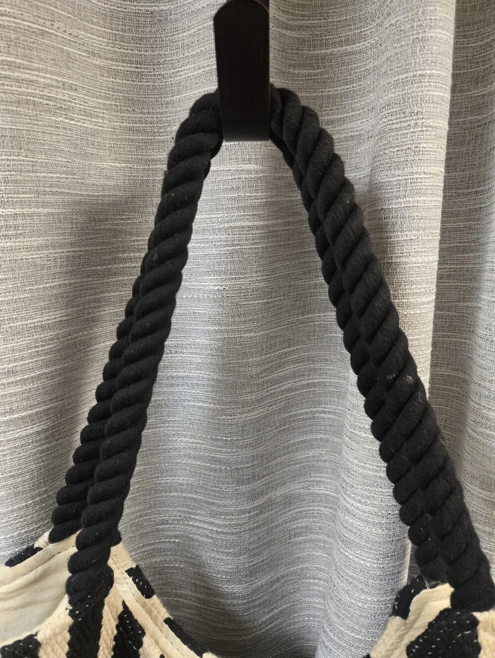 Twig and Arrow Stripe Fringe Tote EUC